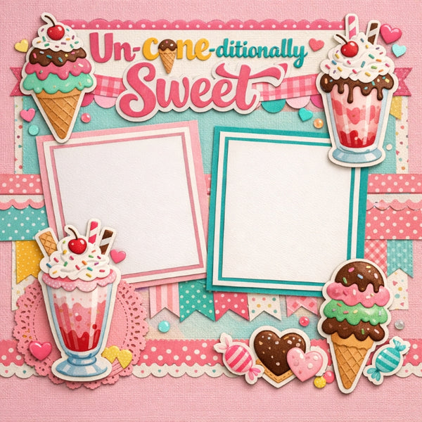 Un-cone-ditionally Sweet-Premade Scrapbook Page