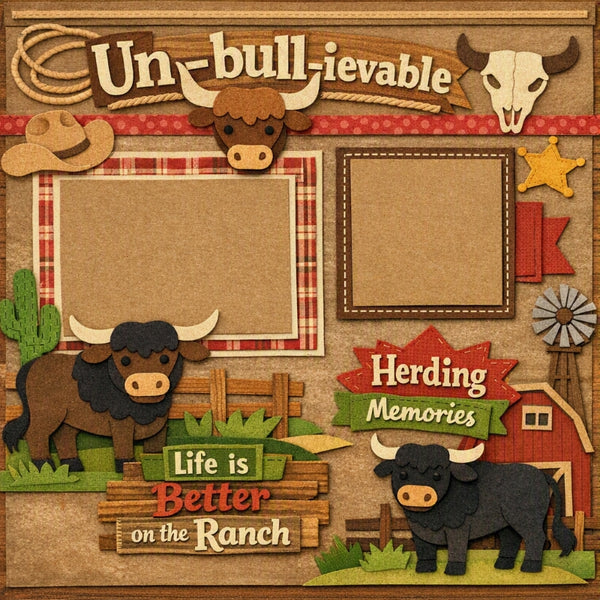 Un-bull-ievable-Premade Scrapbook Page