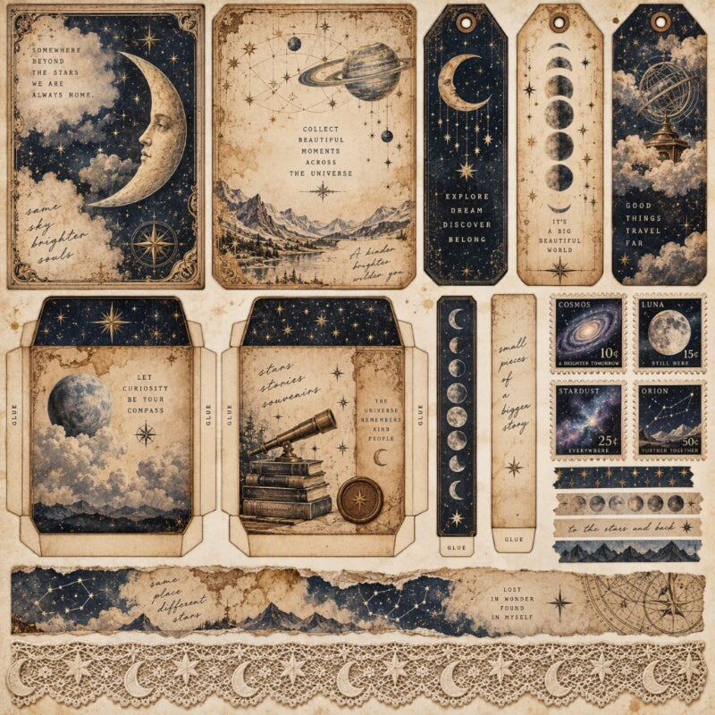 Universe-Premade Junk Journal Page