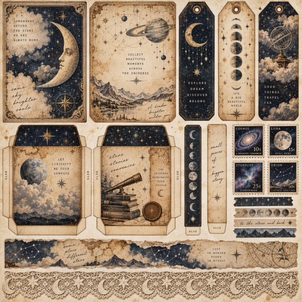 Universe-Premade Junk Journal Page