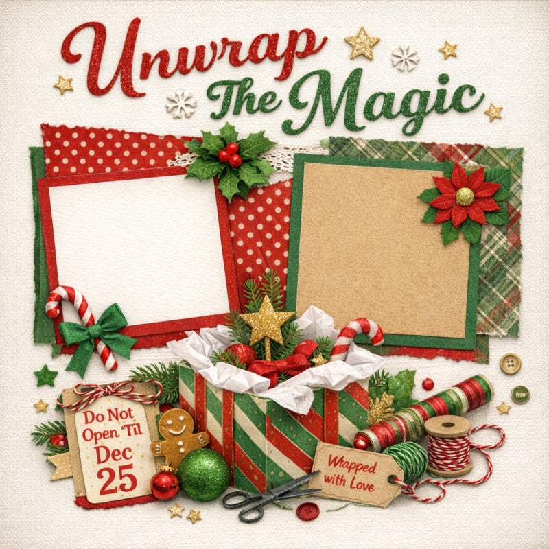 Unwrap The Magic-Premade Scrapbook Page