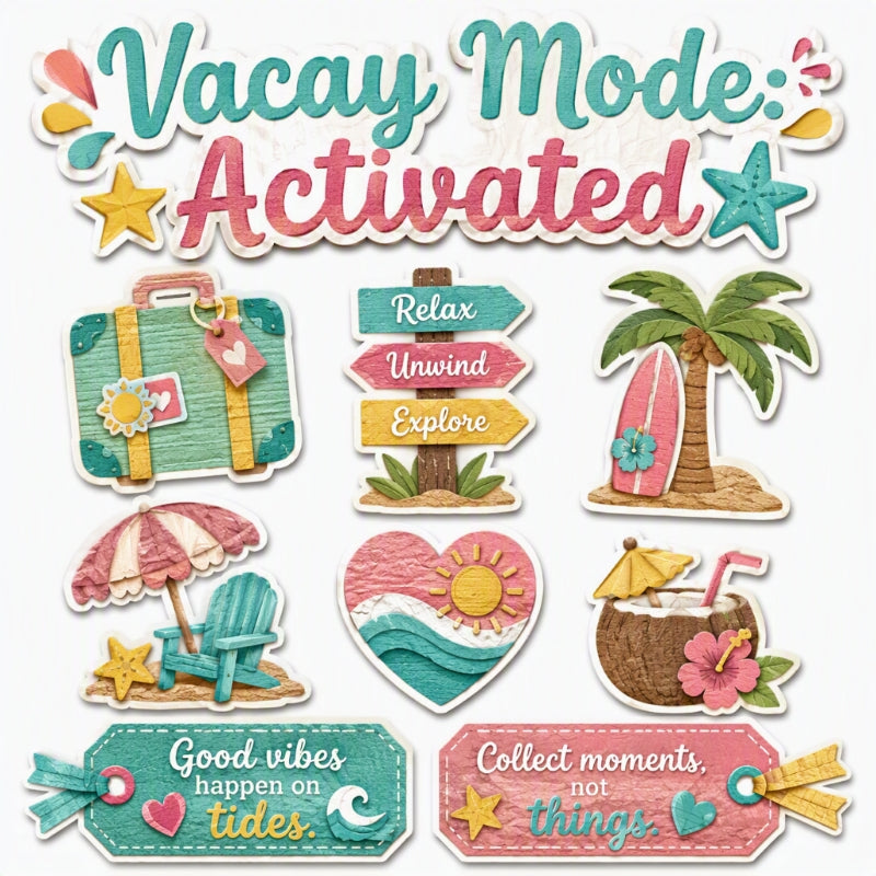 Vacay Mode Activated-Premade Cutout Set