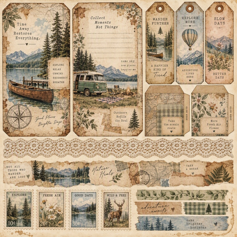 Wander Further-Premade Junk Journal Page