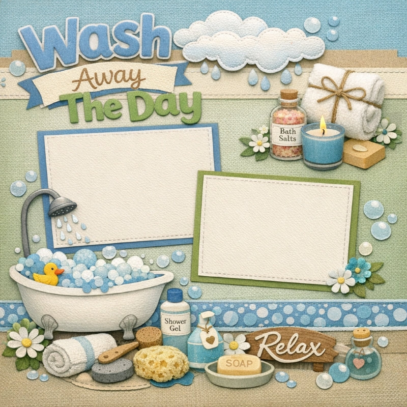 Wash Away The Day-Premade Scrapbook Page