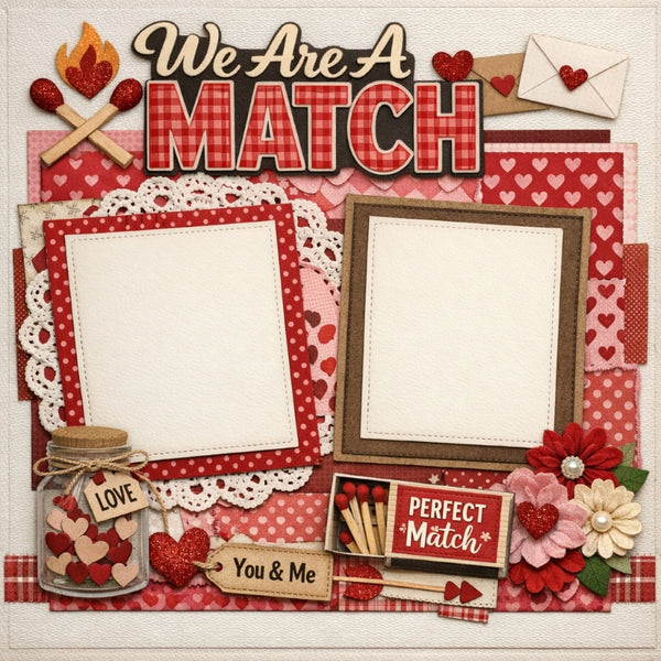 We Are A Match-Premade Scrapbook Page