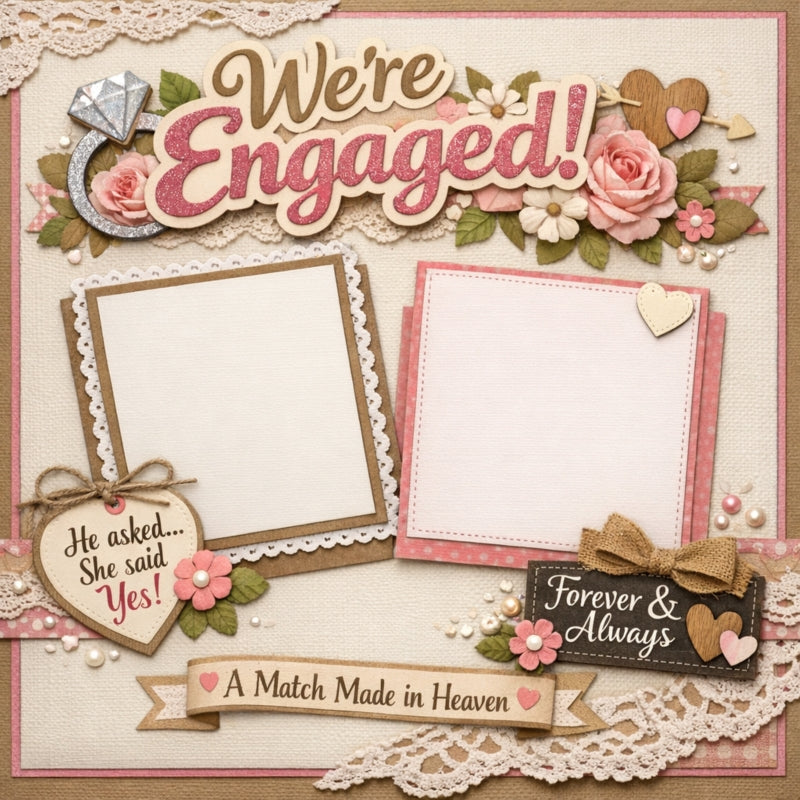 We're Engaged!-Premade Scrapbook Page