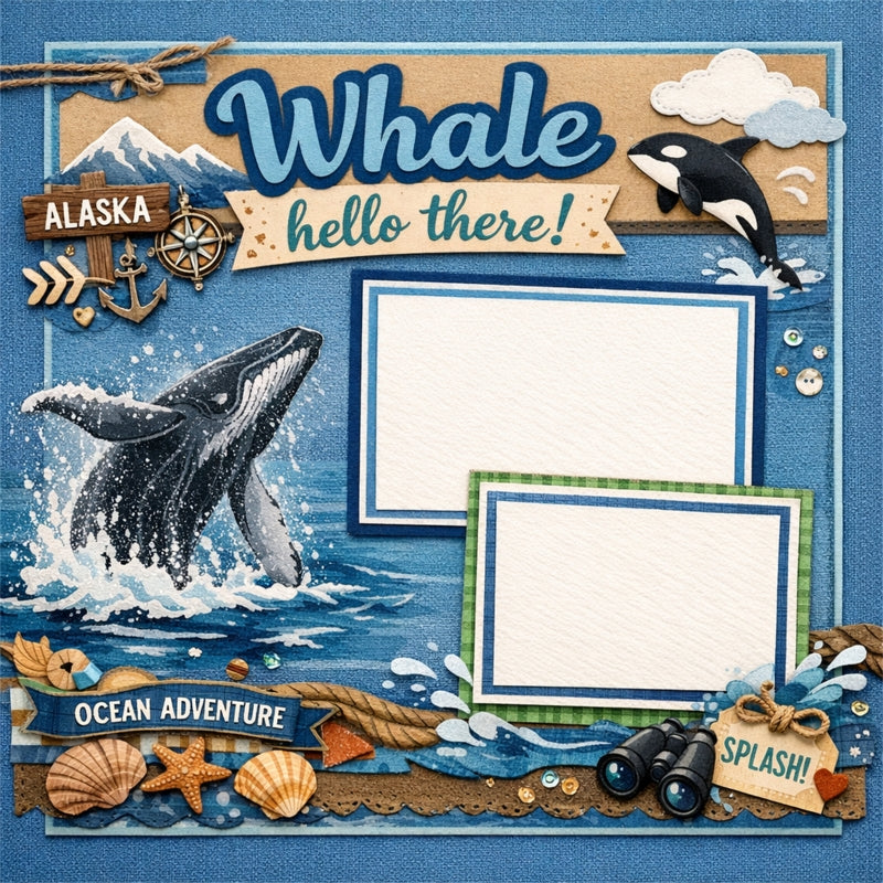 Whale hello there!-Premade Scrapbook Page