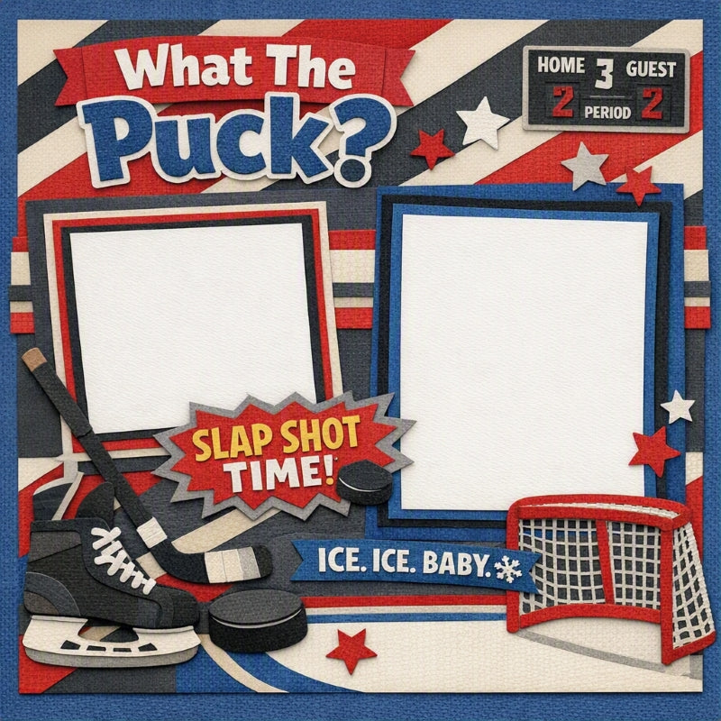 What The Puck?-Premade Scrapbook Page