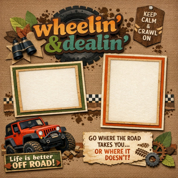 Wheelin' & dealin'-Premade Scrapbook Page