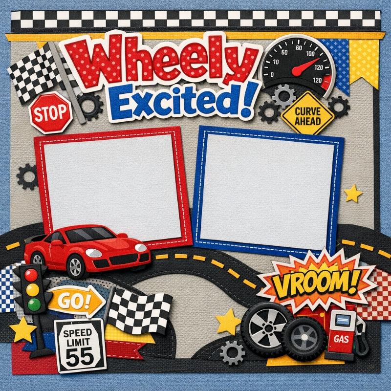 Wheely Excited!-Premade Scrapbook Page