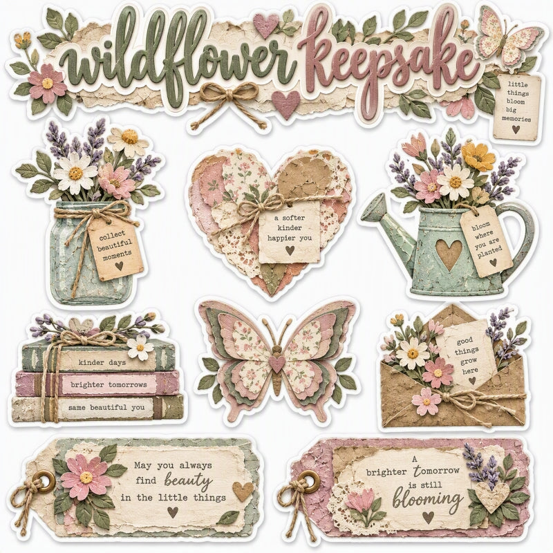 wildflower keepsake-Premade Cut-Out Page