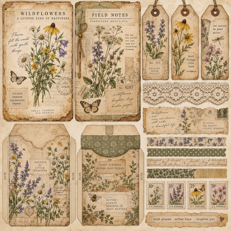 Wildflowers-Premade Junk Journal Page