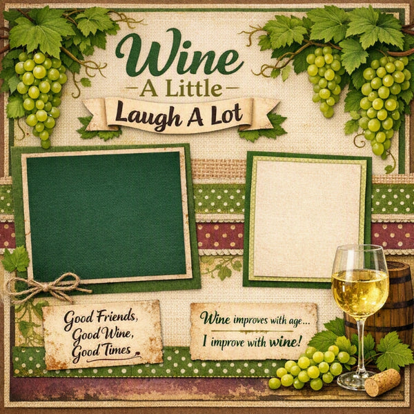 Wine-A Little-Laugh A Lot-Premade Scrapbook Page