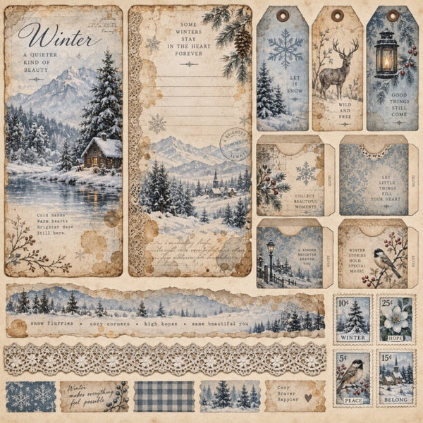 Winter-Premade Junk Journal Page