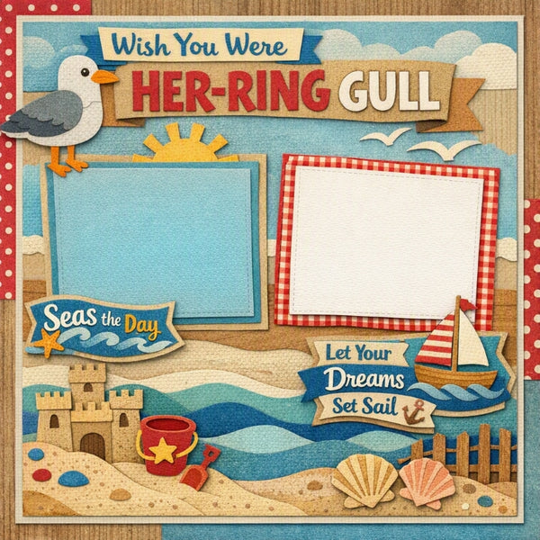 Wish You Were Her-Ring Gull-Premade Scrapbook Page
