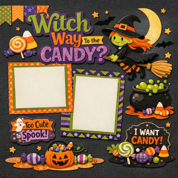 Witch Way To the Candy?-Premade Scrapbook Page