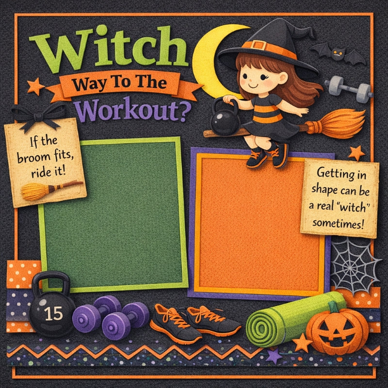 Witch Way To The Workout?-Premade Scrapbook Page