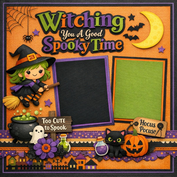 Witching You A Good Spooky Time-Premade Scrapbook Page