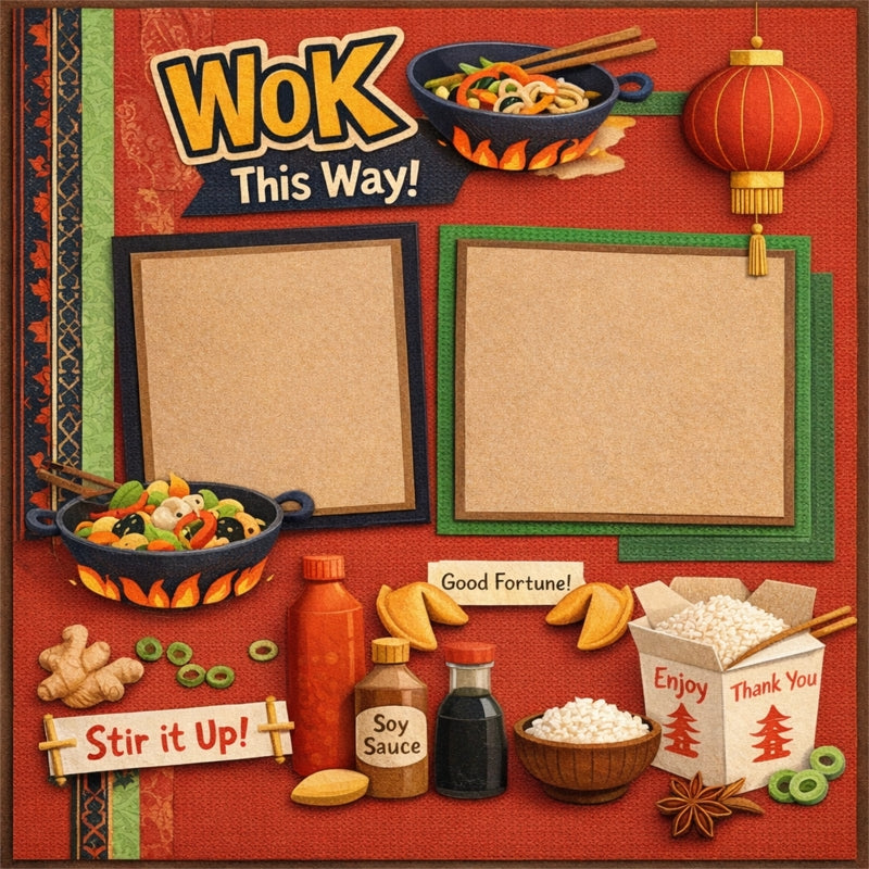 Wok This Way!-Premade Scrapbook Page