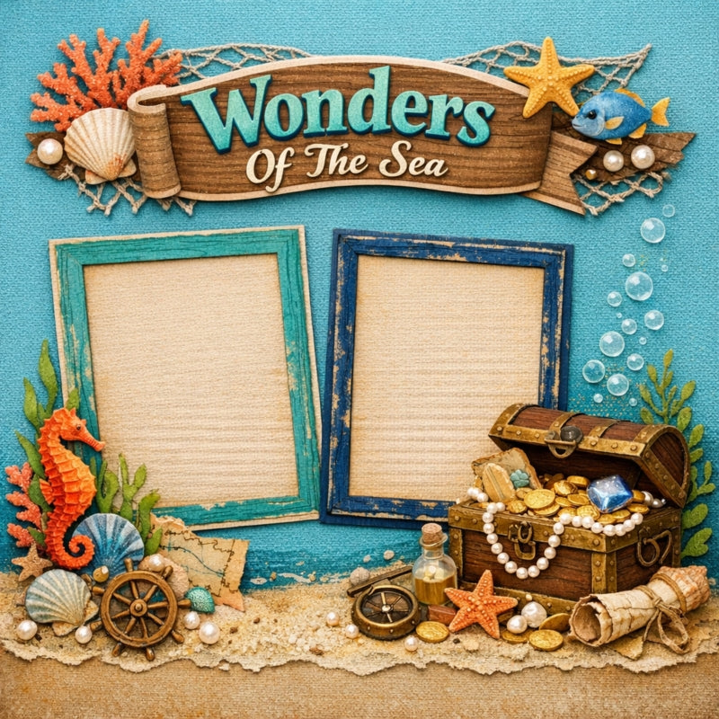 Wonders Of The Sea-Premade Scrapbook Page
