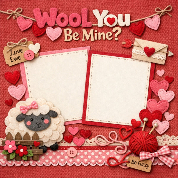 Wool You Be Mine?-Premade Scrapbook Page