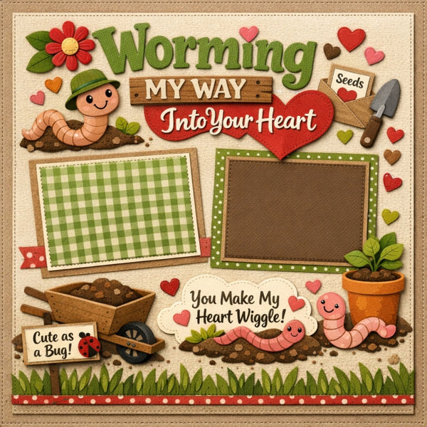 Worming My Way Into Your Heart-Premade Scrapbook Page