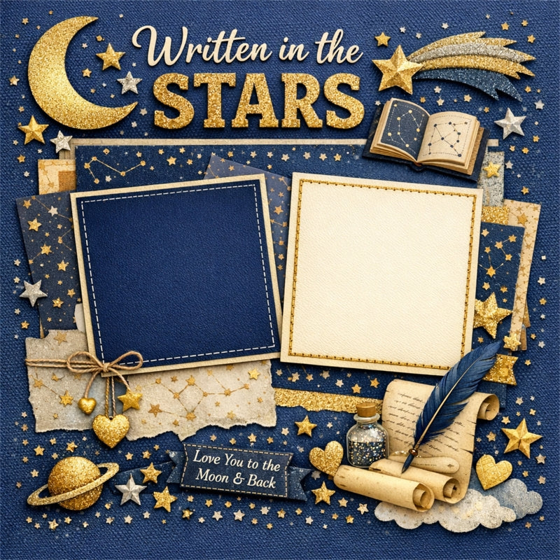 Written in the Stars-Premade Scrapbook Page