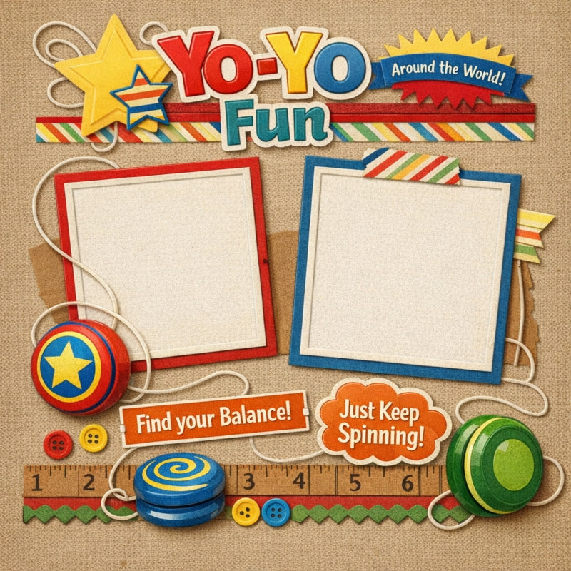 Yo-Yo Fun-Premade Scrapbook Page