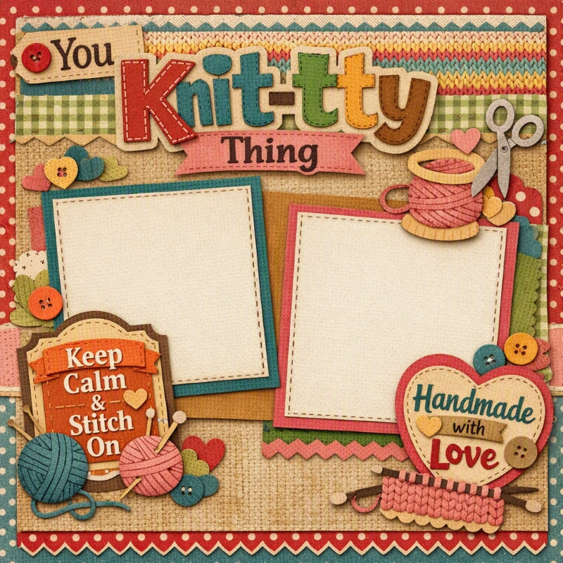 You Knit-tty Thing-Premade Scrapbook Page