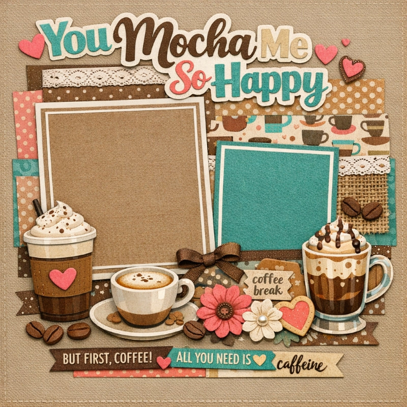 You Mocha Me So Happy-Premade Scrapbook Page