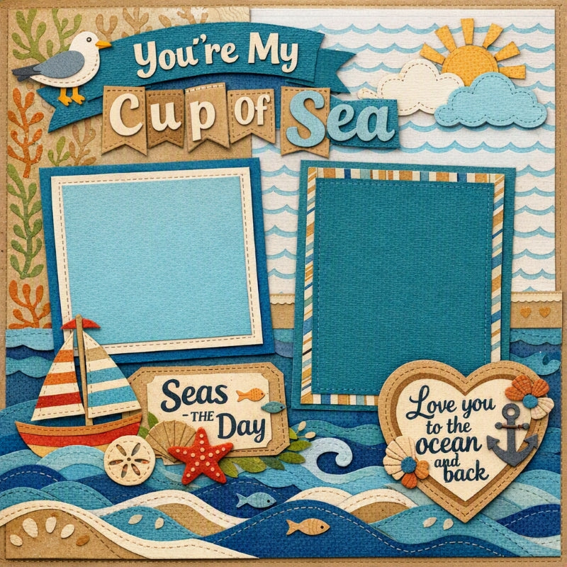 You're My Cup Of Sea-Premade Scrapbook Page