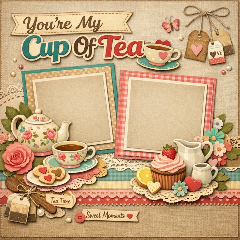 You're My Cup Of Tea-Premade Scrapbook Page