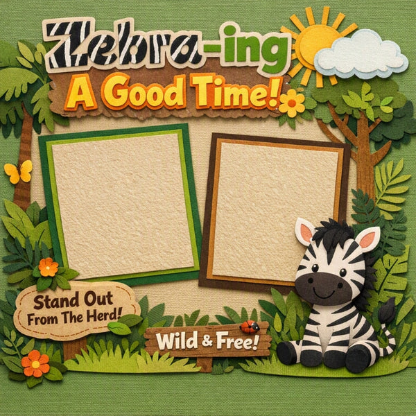 Zebra-ing A Good Time!-Premade Scrapbook Page