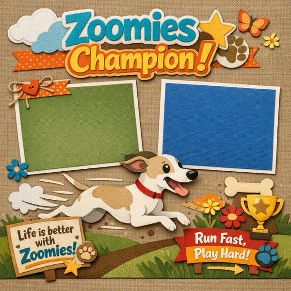 Zoomies Champion!-Premade Scrapbook Page